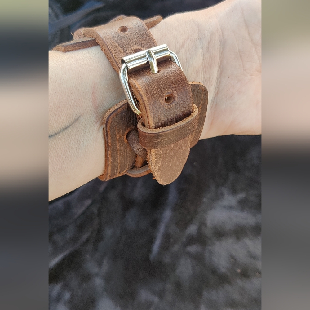 Set of Two Leather Cuff Bracelets - Picture 6 of 6